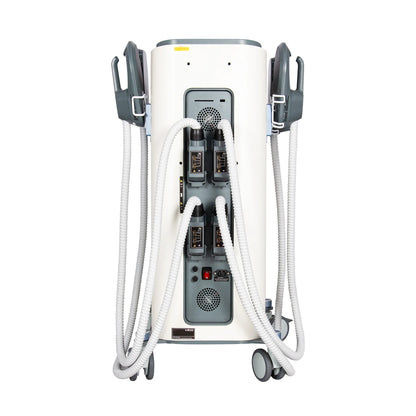 Medical device with multiple hoses and ports on a white background